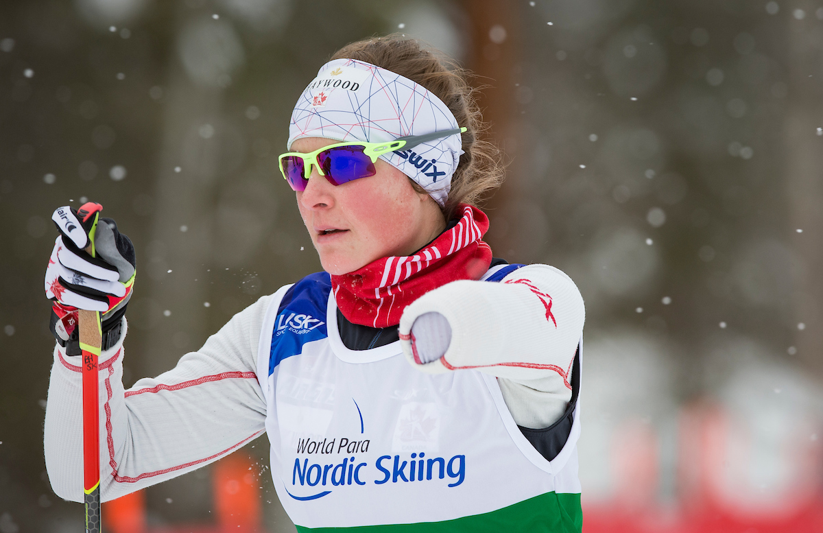 Brittany Hudak in action at the 2019 World Para Nordic Skiing Championships