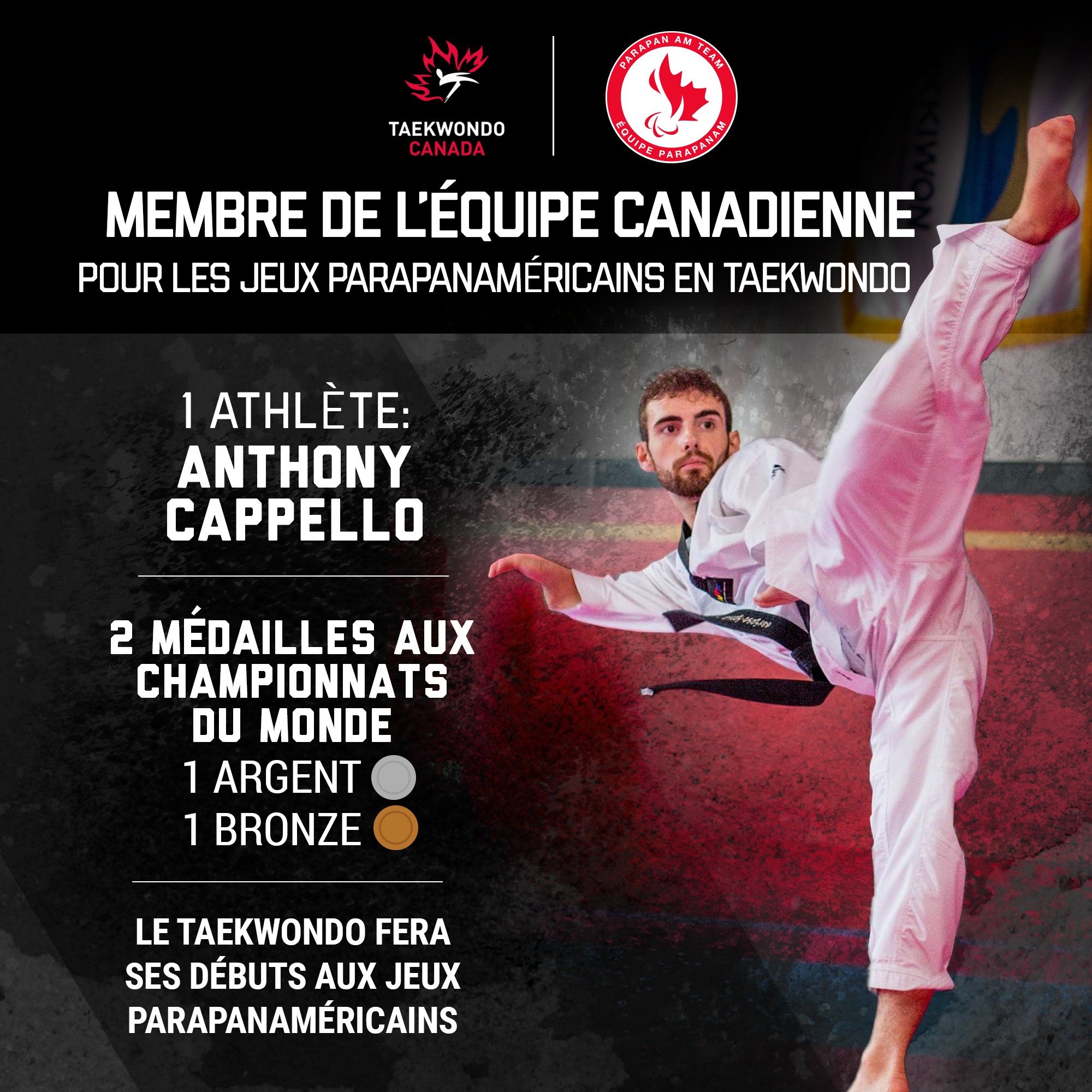 A graphic showing Anthony Cappello's silver and bronze medal at the world championships. 
