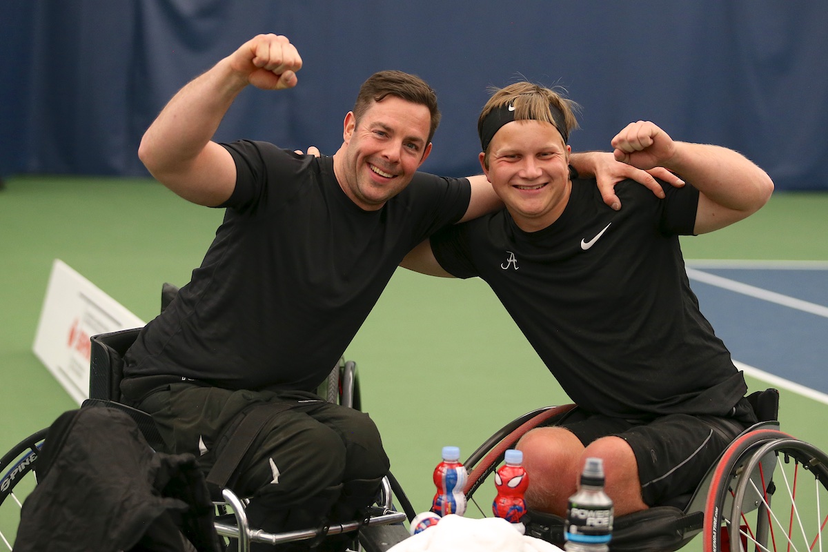 Philippe Bedard (left) and Thomas Venos (right) at the wheelchair tennis national championships. 