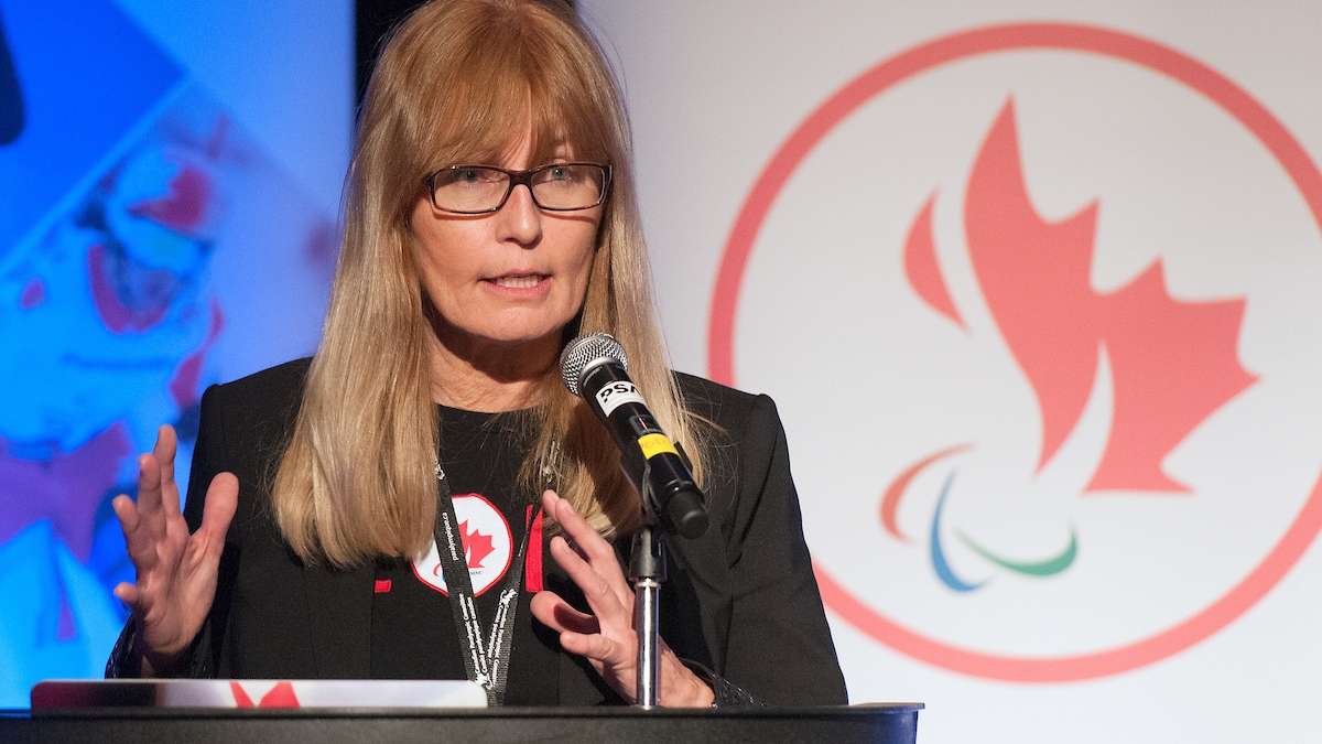 CPC CEO Karen O'Neill speaking at an event