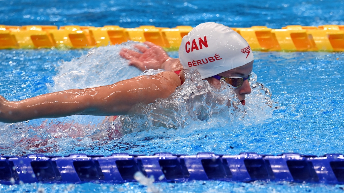 Para swimmer Camille Bérubé competes in the 200m IM S7 at the Tokyo 2020 Paralympic Games. 