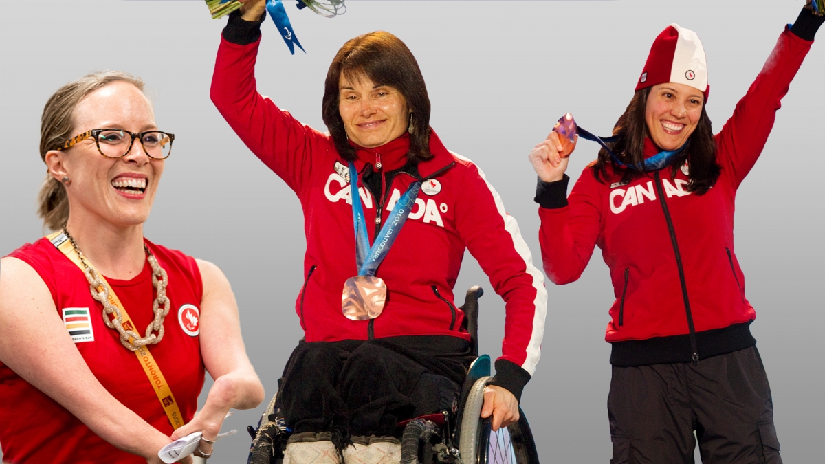 A combined photo of Paralympians Elisabeth Walker-Young, Colette Bourgonje, and Karolina Wisniewska