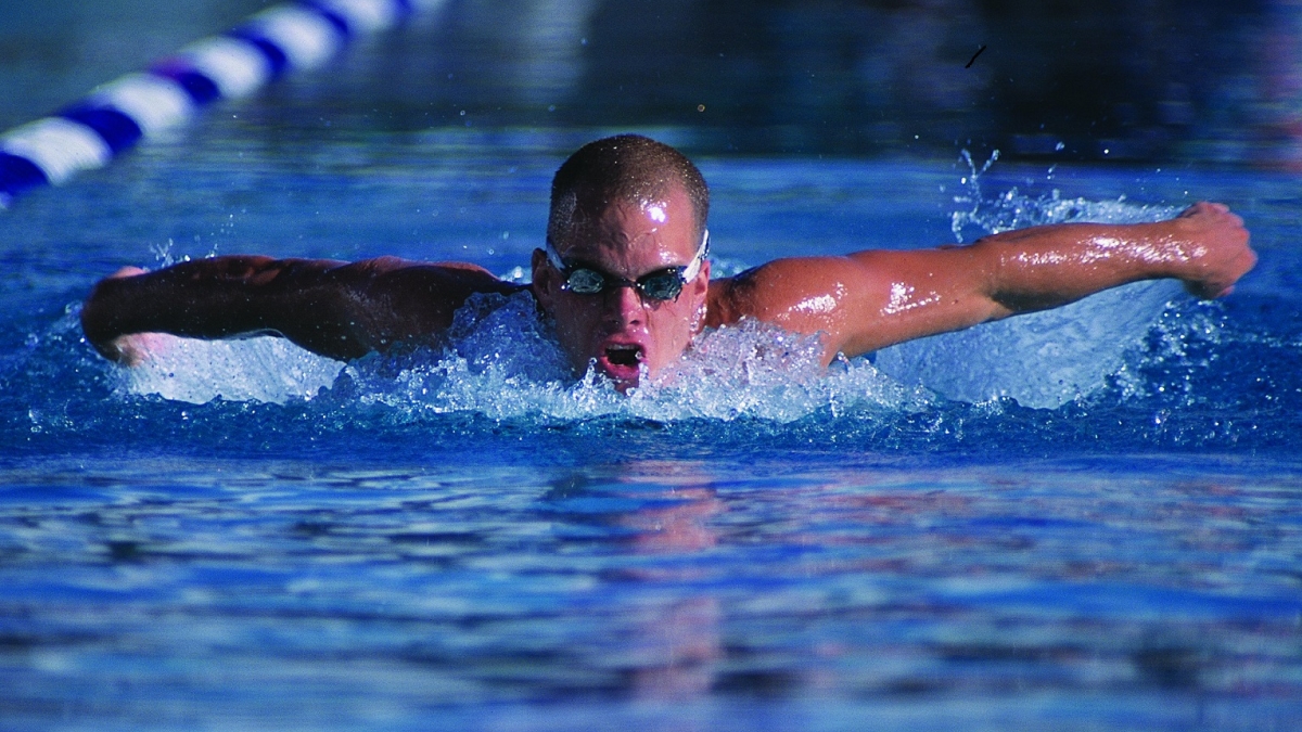 Andrew Haley competes in the butterfly at the Paralympic Games. 