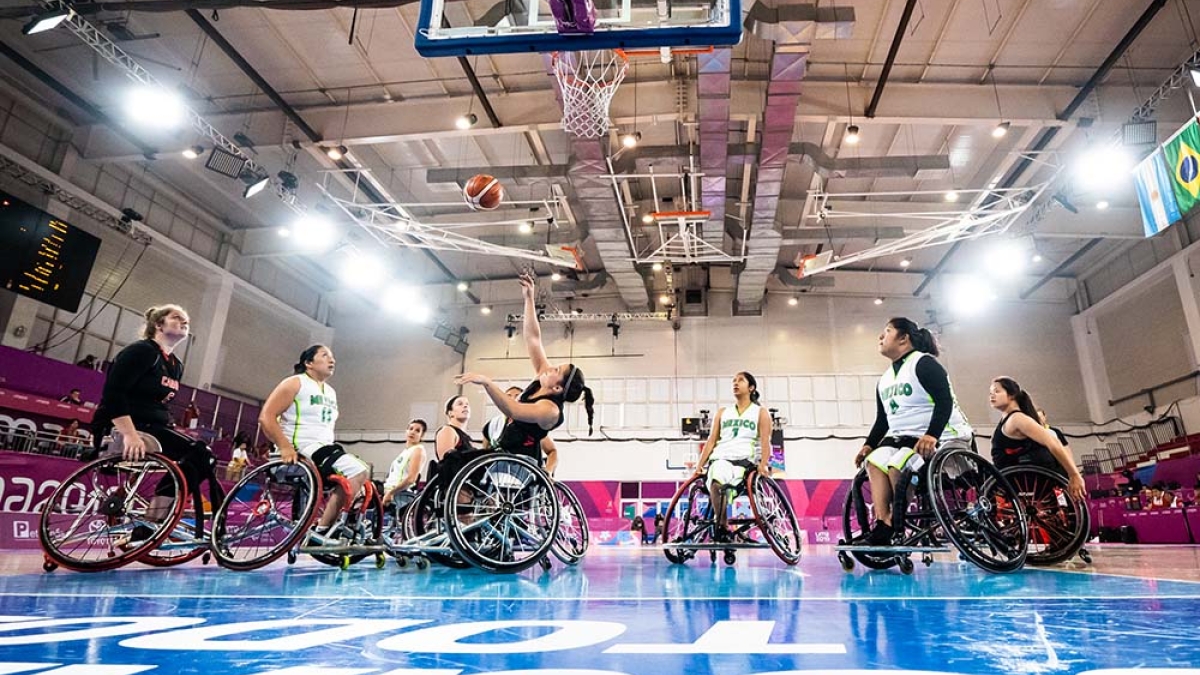 Women's Wheelchair Basketball wide court shot
