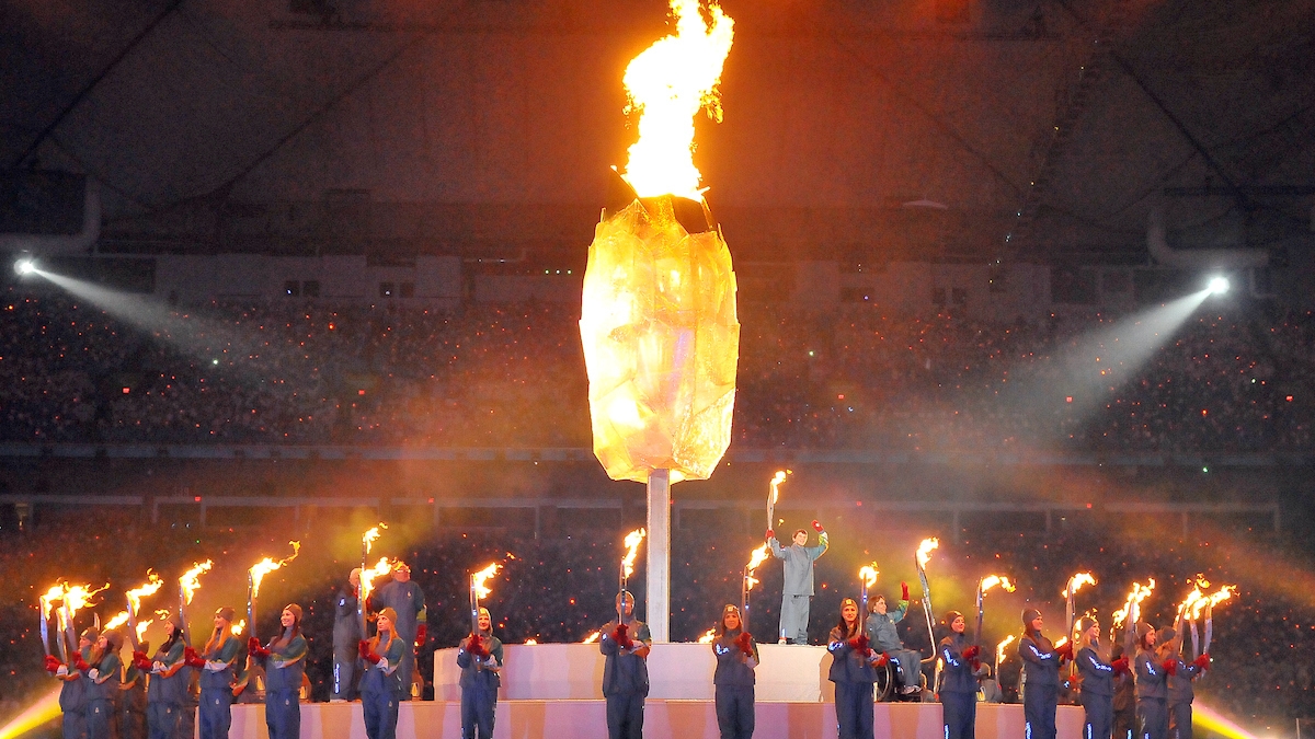 Paralympic flame at the opening ceremonies in Vancouver