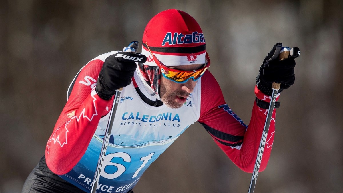 Brian McKeever in action at the 2019 World Para Nordic Skiing Championships. 