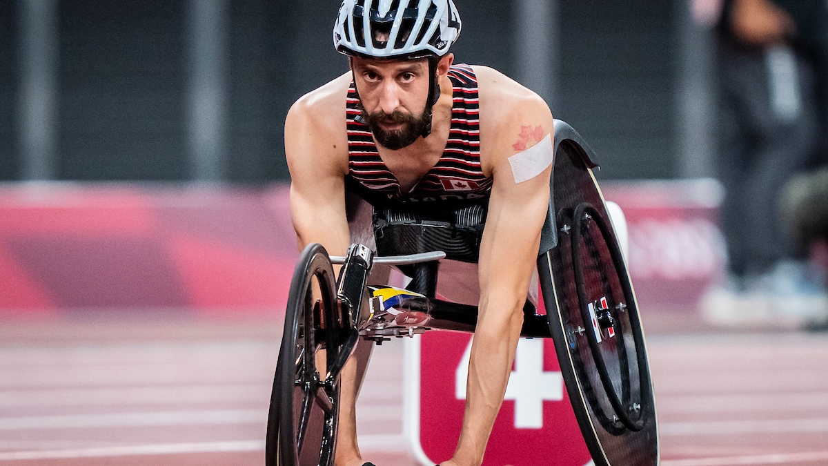 Brent Lakatos at the start line of the Tokyo 2020 Paralympic Games. 