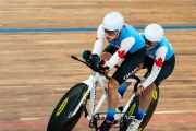 Carla Shibley and pilot Meghan Leminski compete in tandem cycling at the Lima 2019 games
