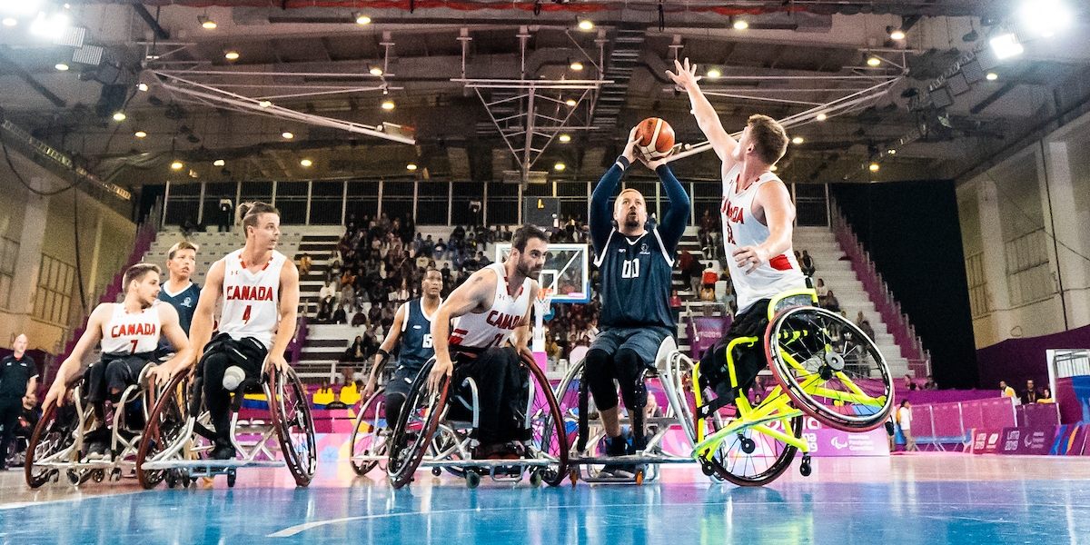 Pat Anderson plays wheelchair basketball