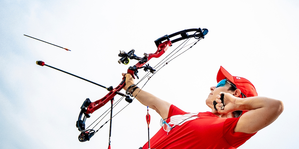 Karen Van Nest competes in Para Archery