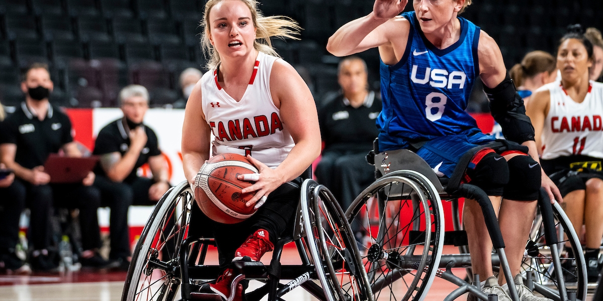 Elodie Tessier plays wheelchair basketball