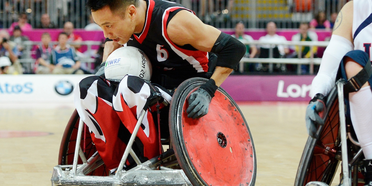 Ian Chan playing wheelchair rugby