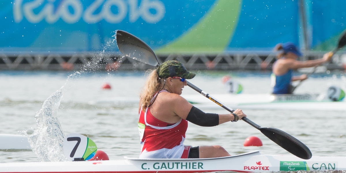 Christine Gauthier in a para canoe