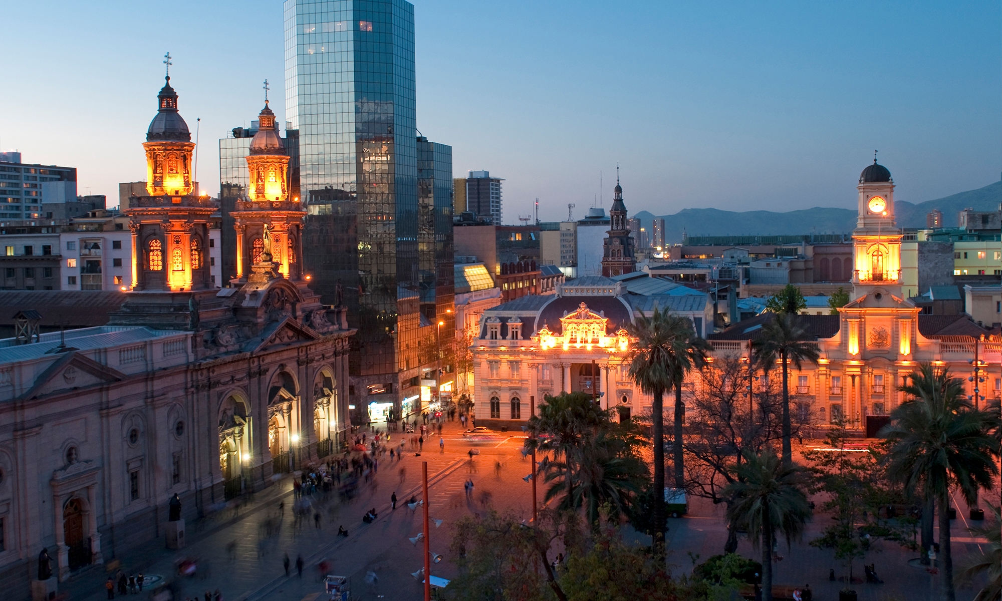 City scape in the evening of Santiago