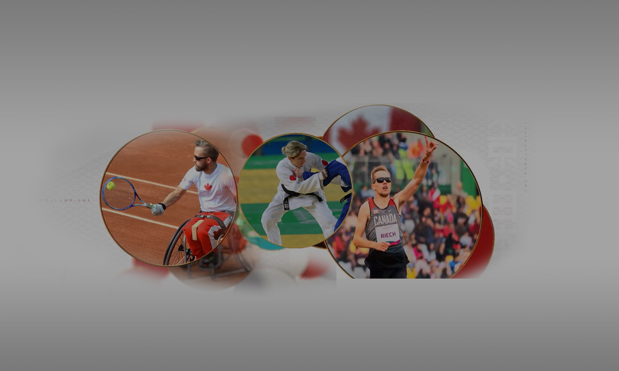 Generic Athlete iMage with photos of athletes in circles outlined with Gold 