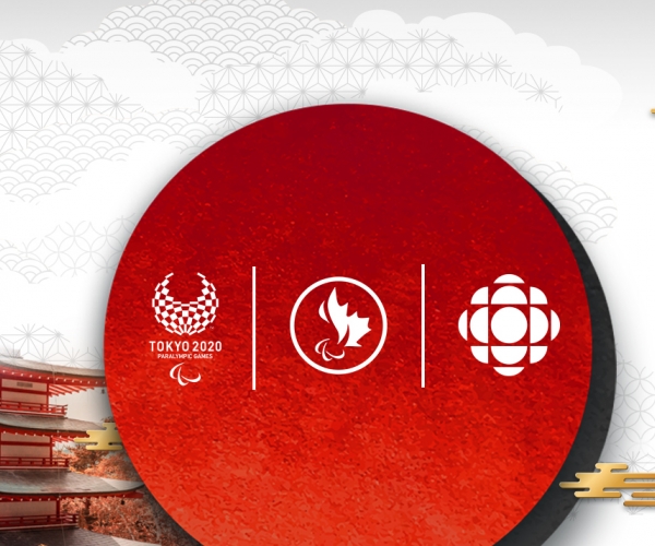 Tokyo 2020 graphic with the Tokyo 2020 logo, Canadian Paralympic Committee logo, and CBC/Radio-Canada logo