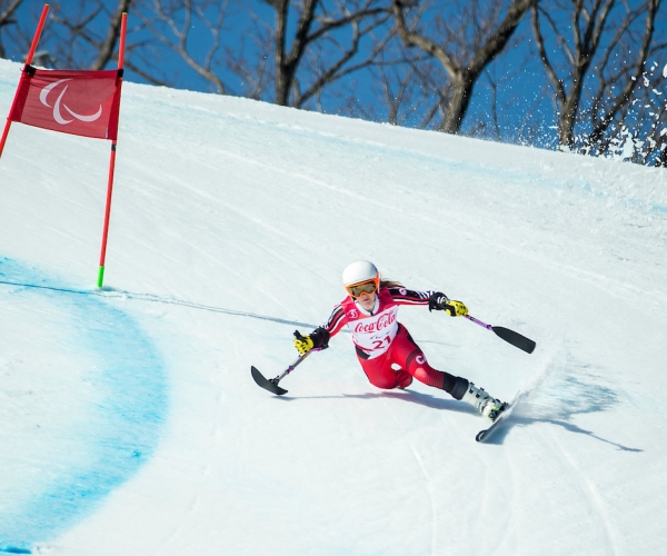 Frederique Turgeon in competition at the 2018 Paralympic Winter Games