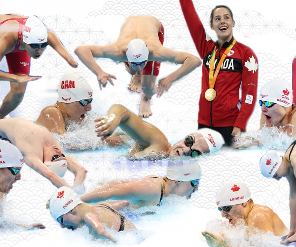 A collage of Para swimmers who have been to the Tokyo 2020 Canadian Paralympic Team