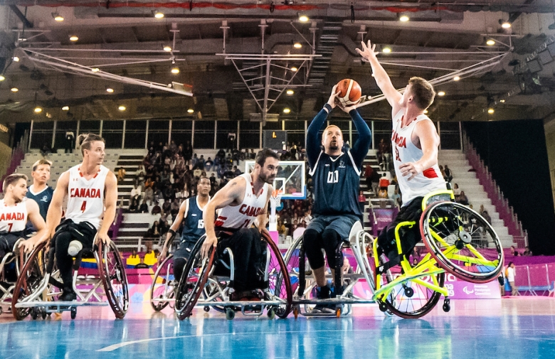 Pat Anderson plays wheelchair basketball