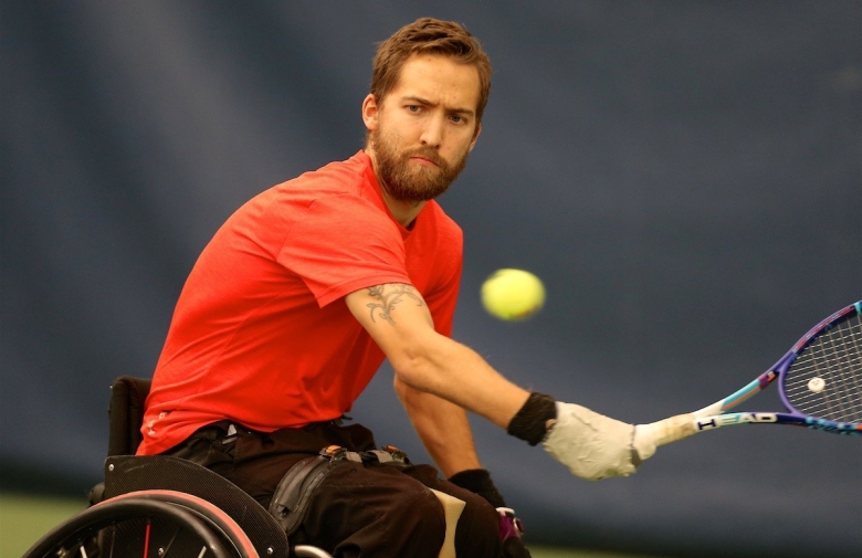 Rob Shaw competes at the wheelchair tennis national championships. 