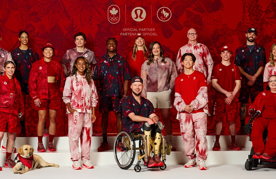 Group photo of the lululemon Team Canada kit reveal.