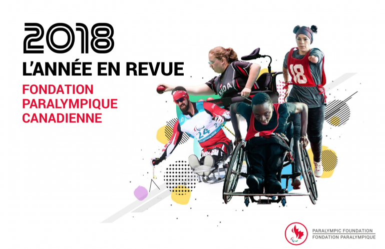 2018 l'année en revue du fondation paralympique canadienne. Collage des athlètes