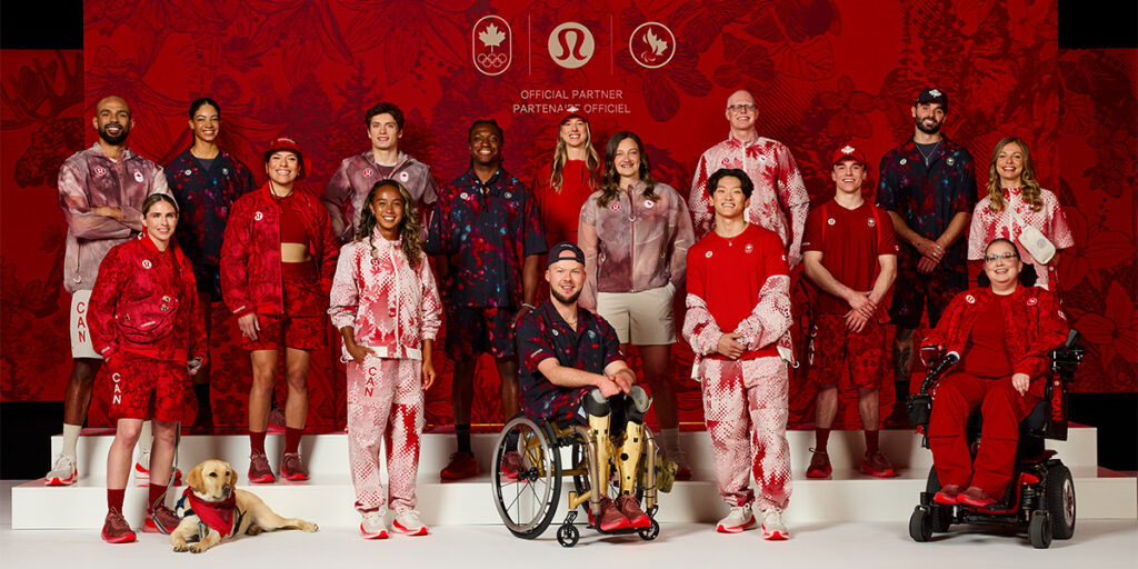 Group photo of the lululemon Team Canada kit reveal.