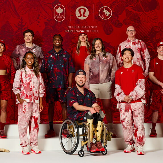 Group photo of the lululemon Team Canada kit reveal.