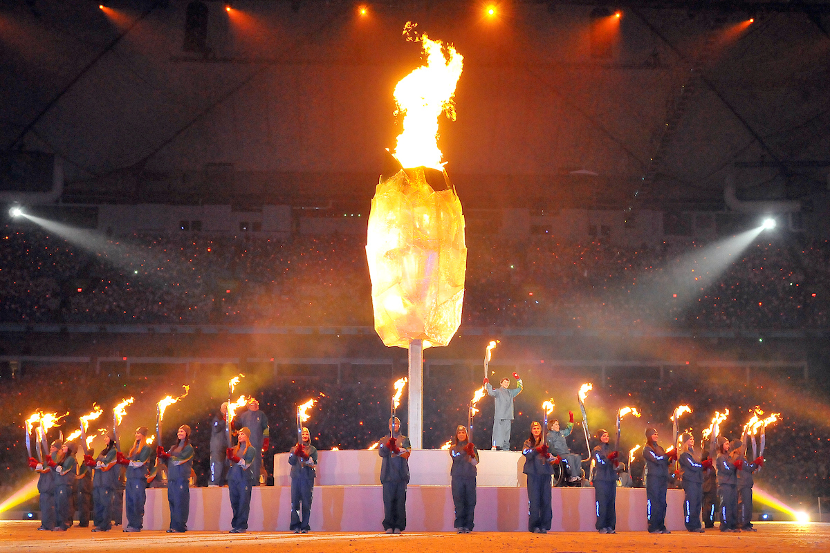 Paralympic flame at the opening ceremonies in Vancouver