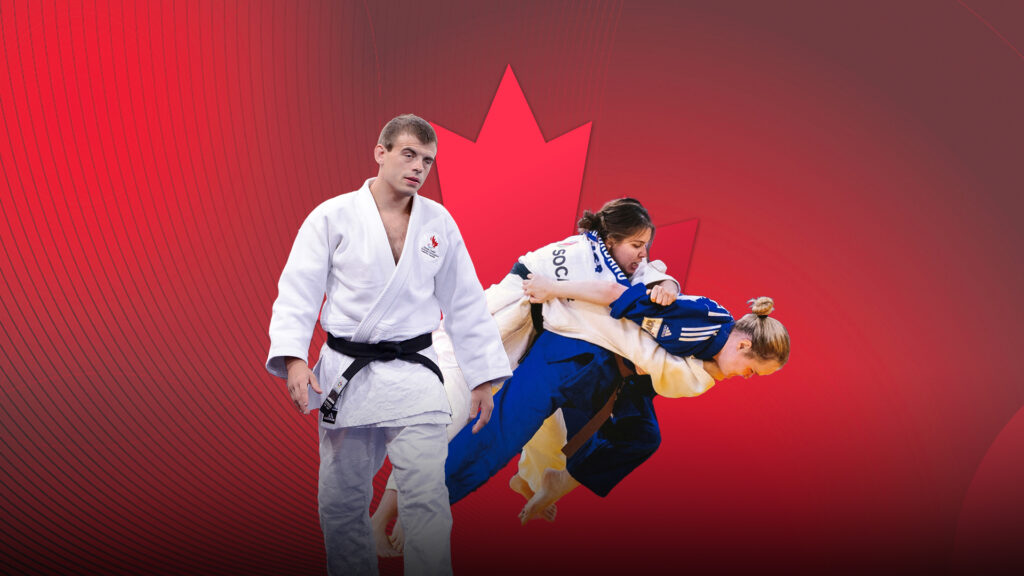 A compilation image of Para judokas Justin Karn and Christina Mowatt