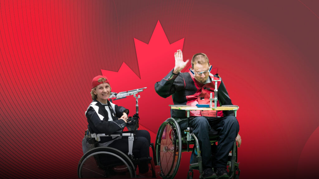 Shooting Para sport athletes Lyne Tremblay and Doug Blessin in action.