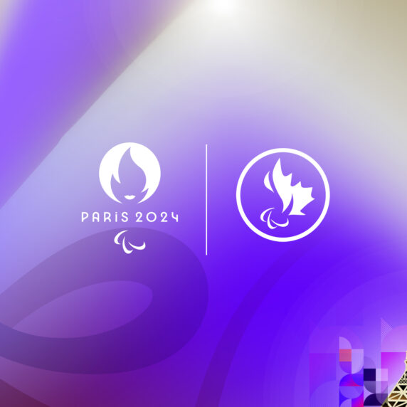 The Paris 2024 logo and CPC logo overlaid on a red and violet background next to an image of the Eiffel Tower