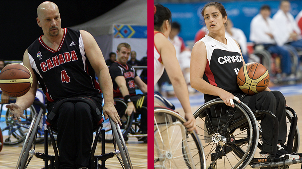 Dave and Sabrina Durepos playing Wheelchair Basketball