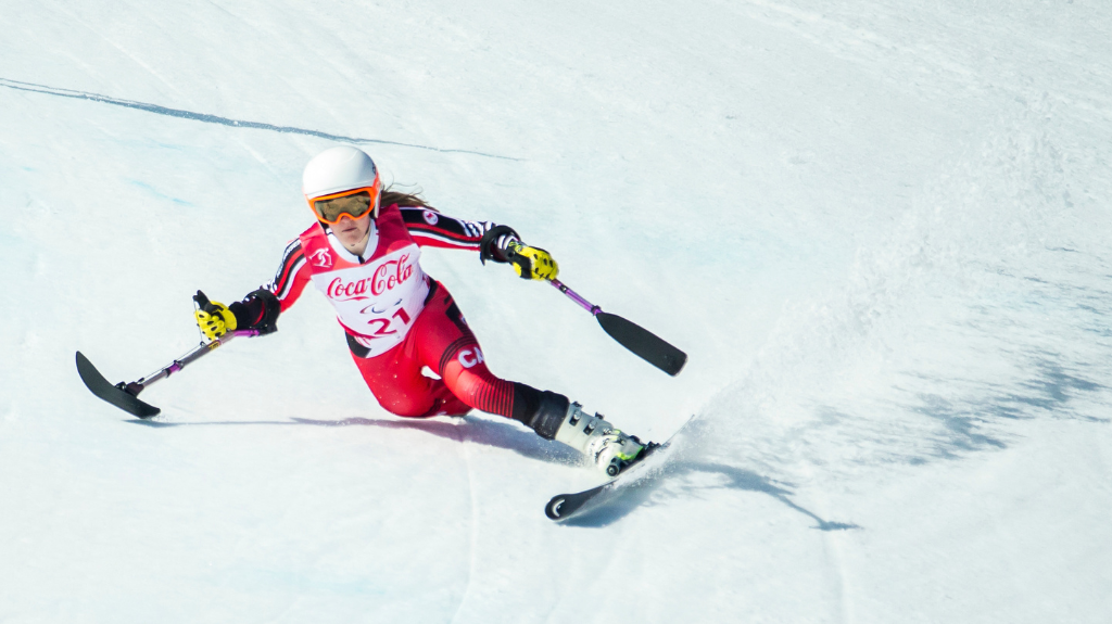 Frederique Turgeon, PyeongChang 2018 - Para Alpine Skiing // Ski para-alpin.
Frederique Turgeon skis in the super combined // Frederique Turgeon skis dans le super combiné. 13/03/2018.