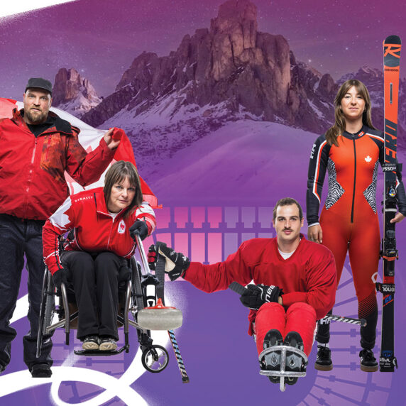 Action shots of paralympians edited into a graphic