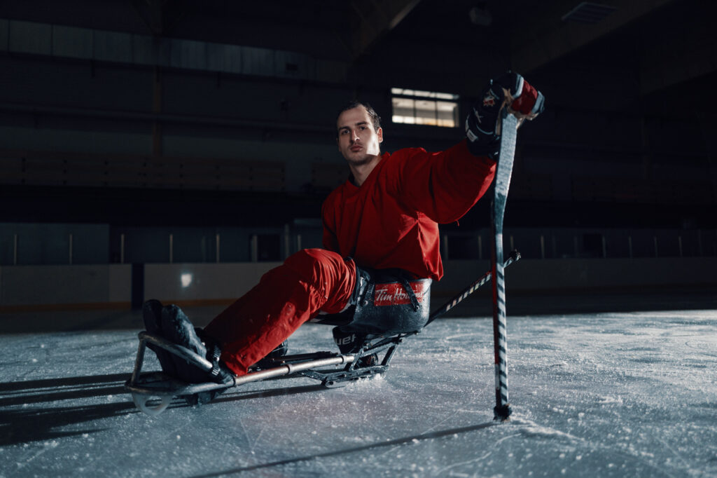 Dominic Cozzolino in a powerful pose on the ice