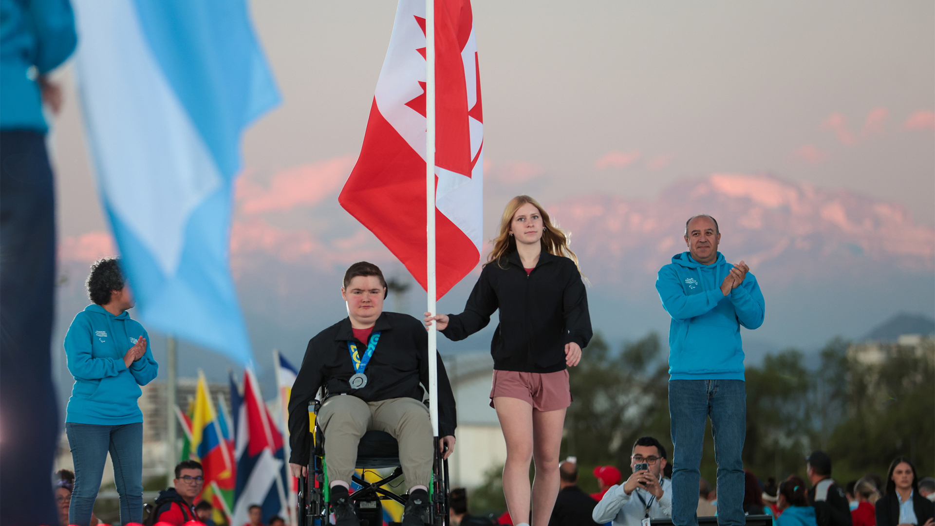 Flag bearers at the Santiago Youth Para Pan Games