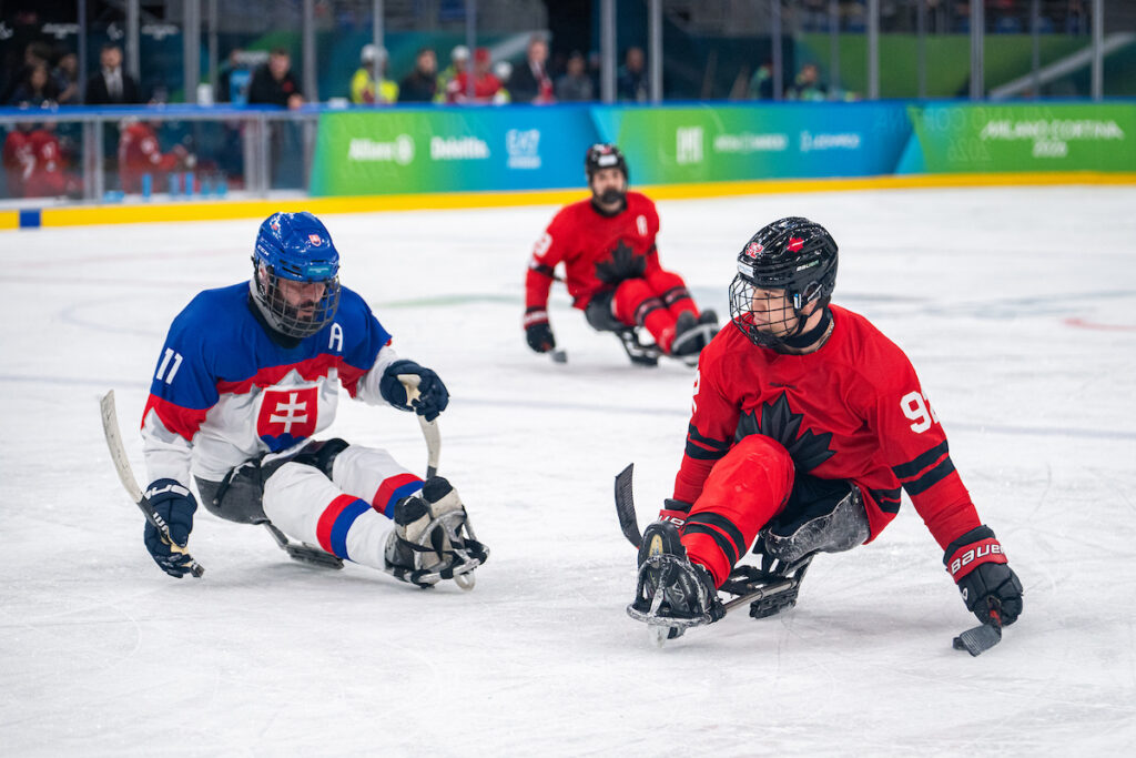 Men playing Para ice hockey